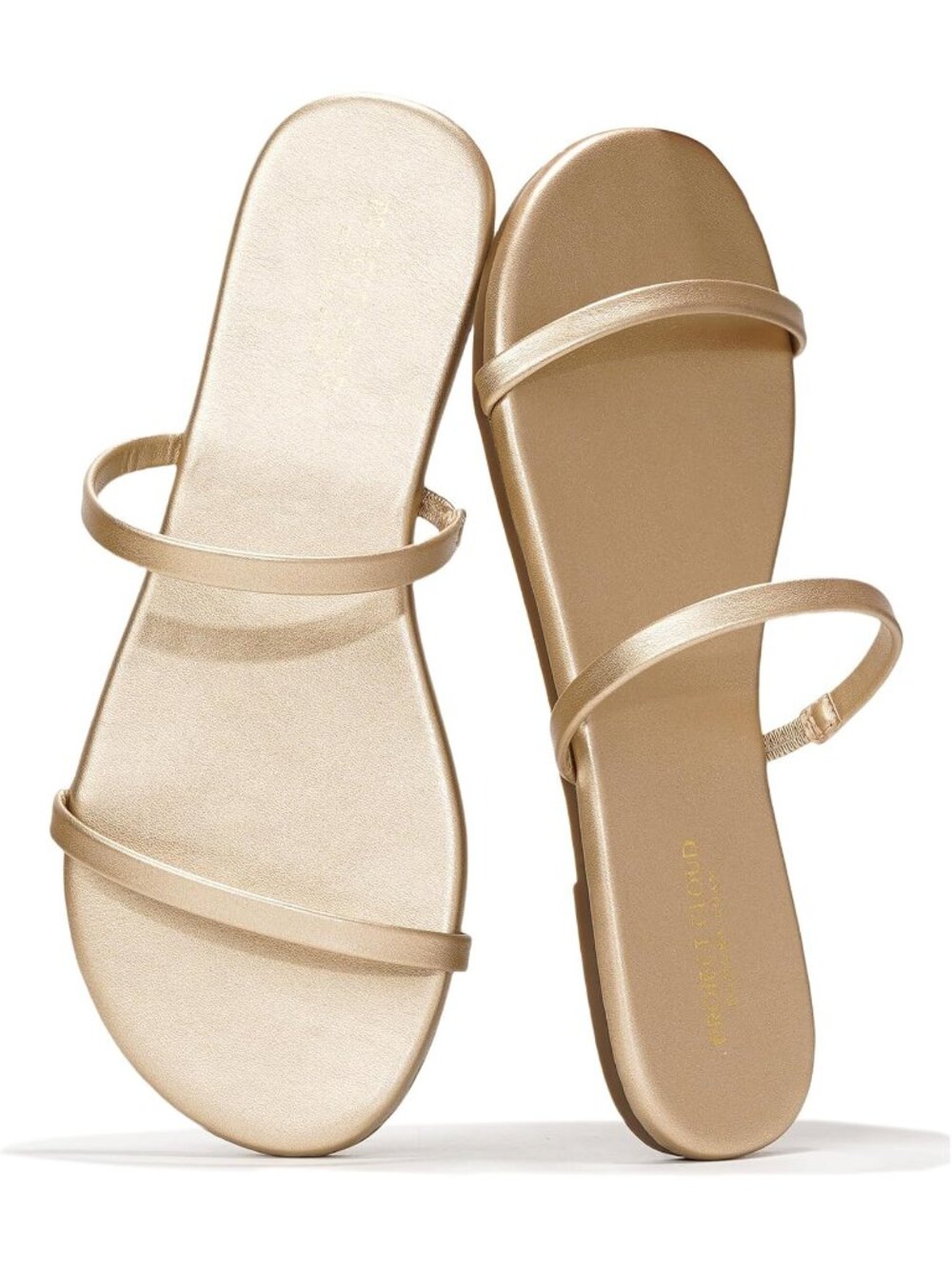 Women's Gold Lightweight Memory Foam Insole Beach Flip Flops Summer Sandals